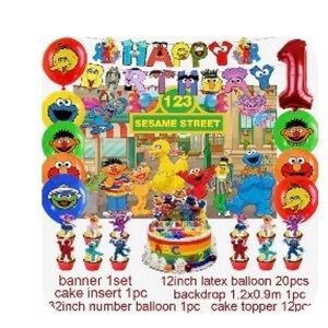 Sesame Street 1st Birthday Party Decorations Banner Cupcake Toppers Balloons